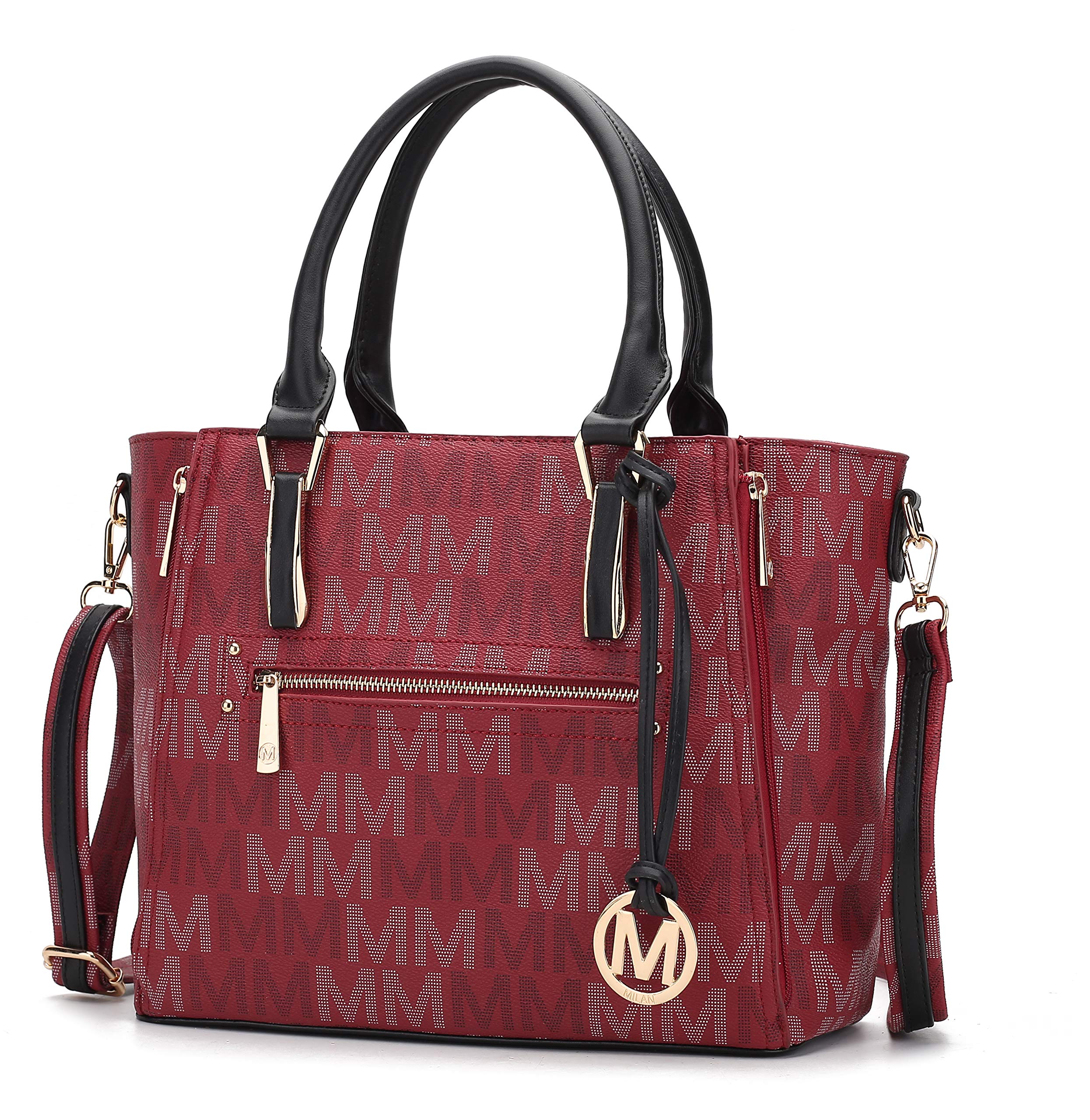 MKF Crossbody Shoulder Bag for Women, M Charm, PU Leather Roomy Pocketbook Top-Handle Handbag Purse Tote-Satchel Burgundy (B08MKL8V7W) Amazon Price History, Amazon Price Tracker