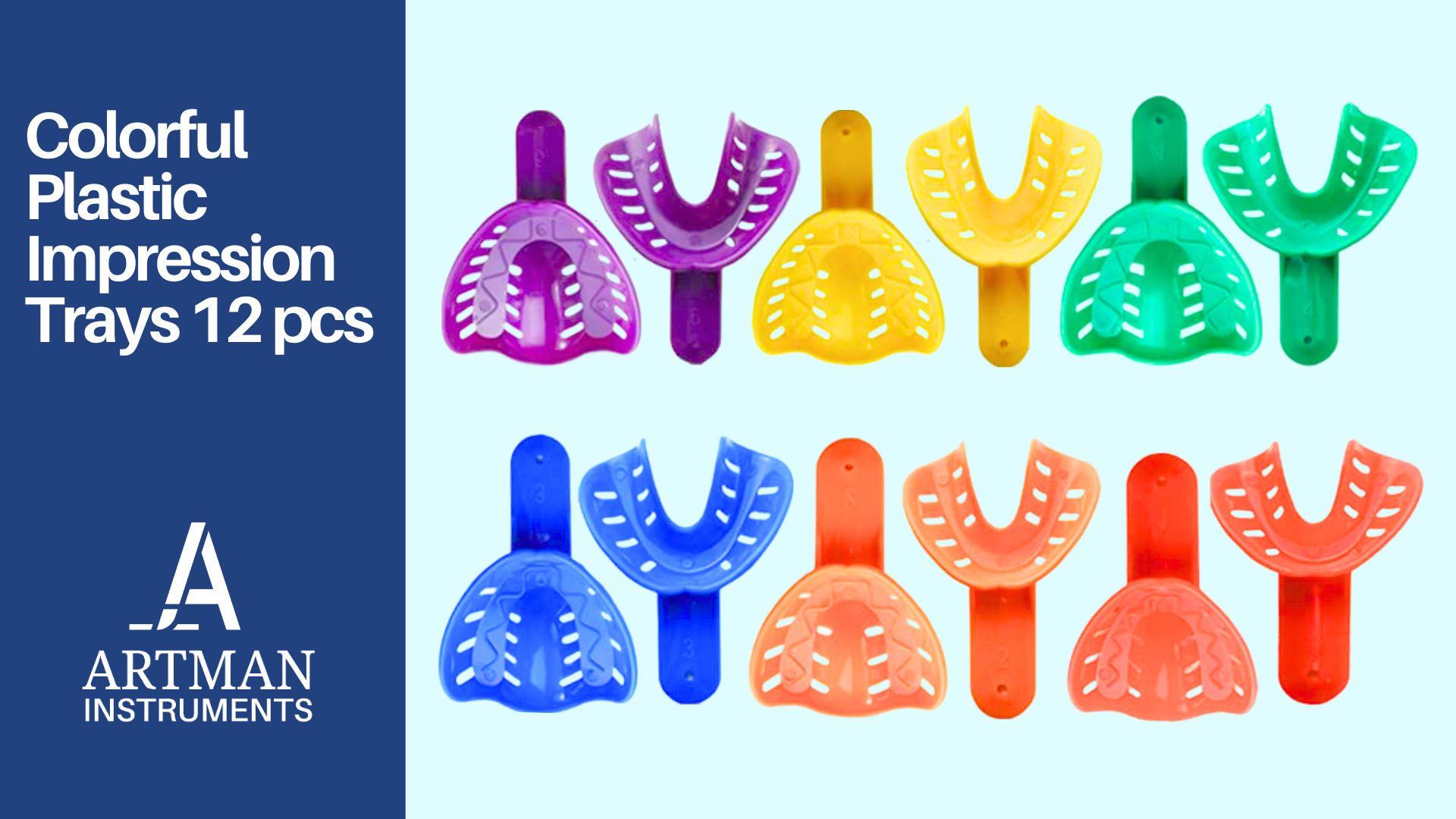 Artman Instruments Dental Impression Tray 12PCS 6 Sizes for Adult