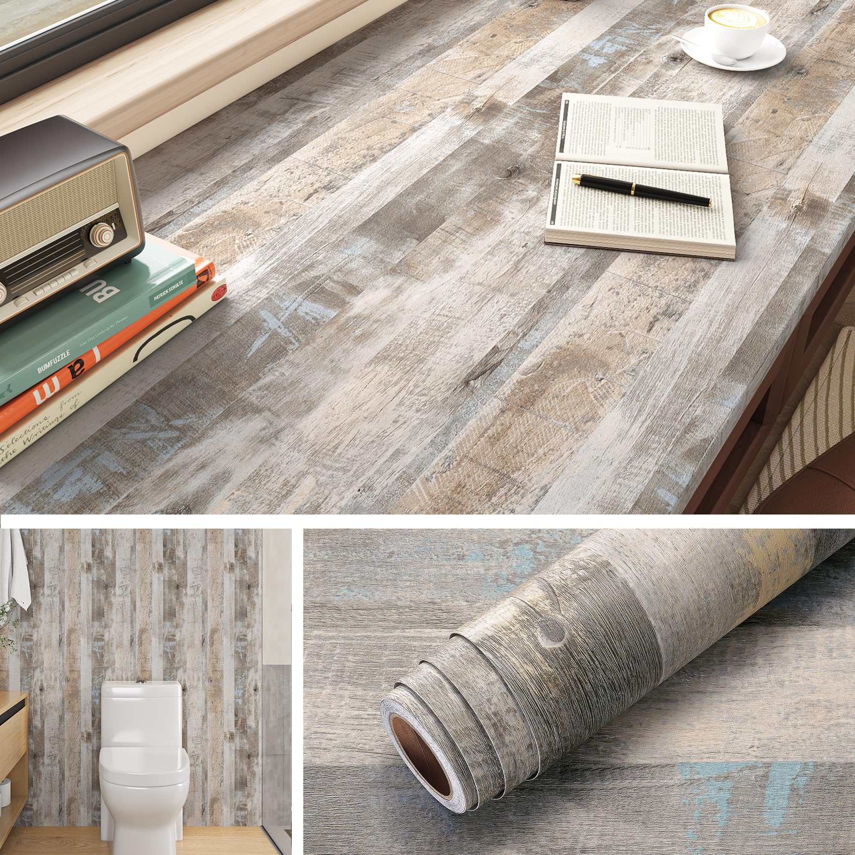 Vinyle adhésif bois imperméable pour rénovation cuisine et meuble