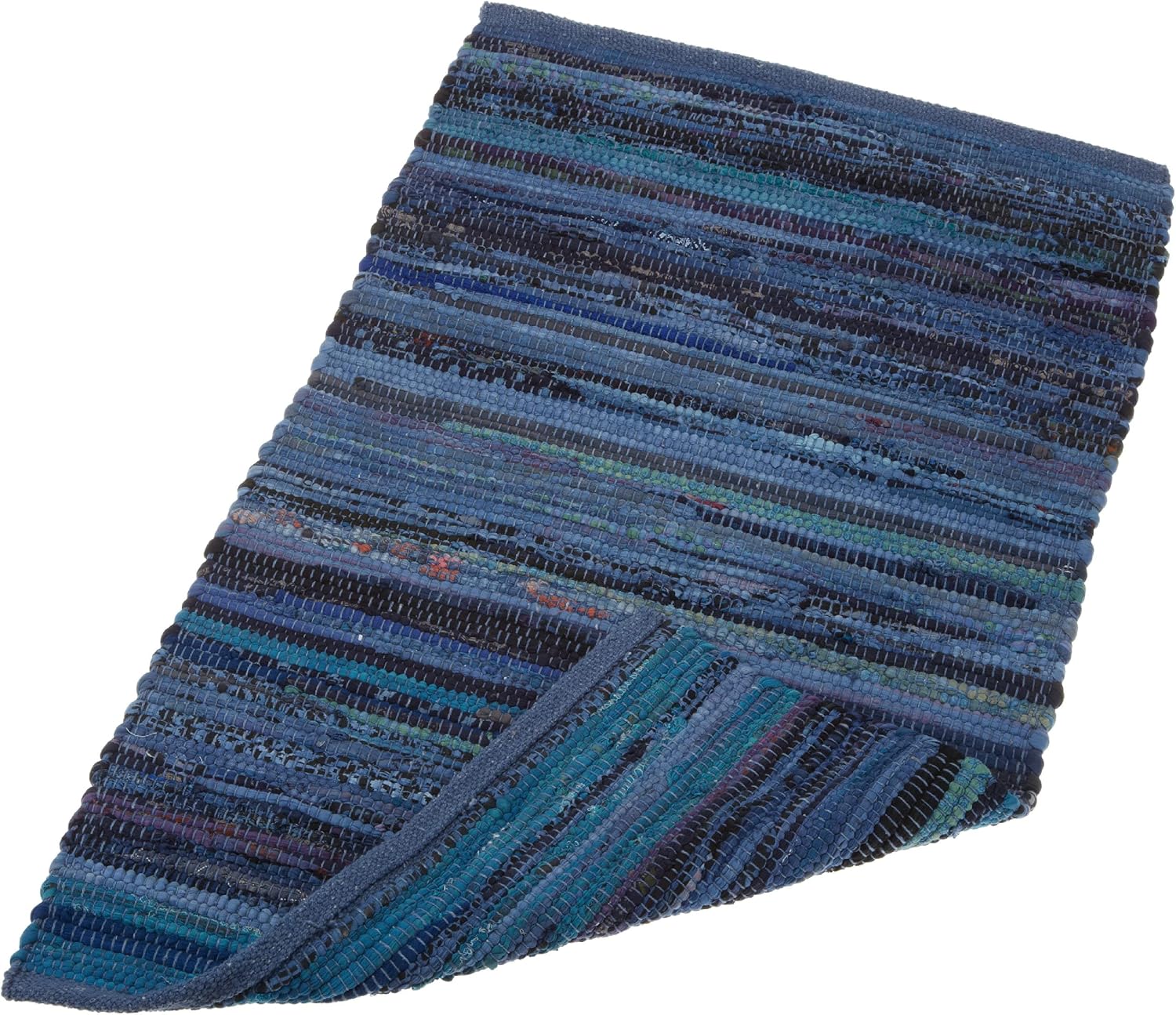 DII Chindi Home Collection Handwoven Multicolor Area Rag Run, 20x31.5, Nautical Blue