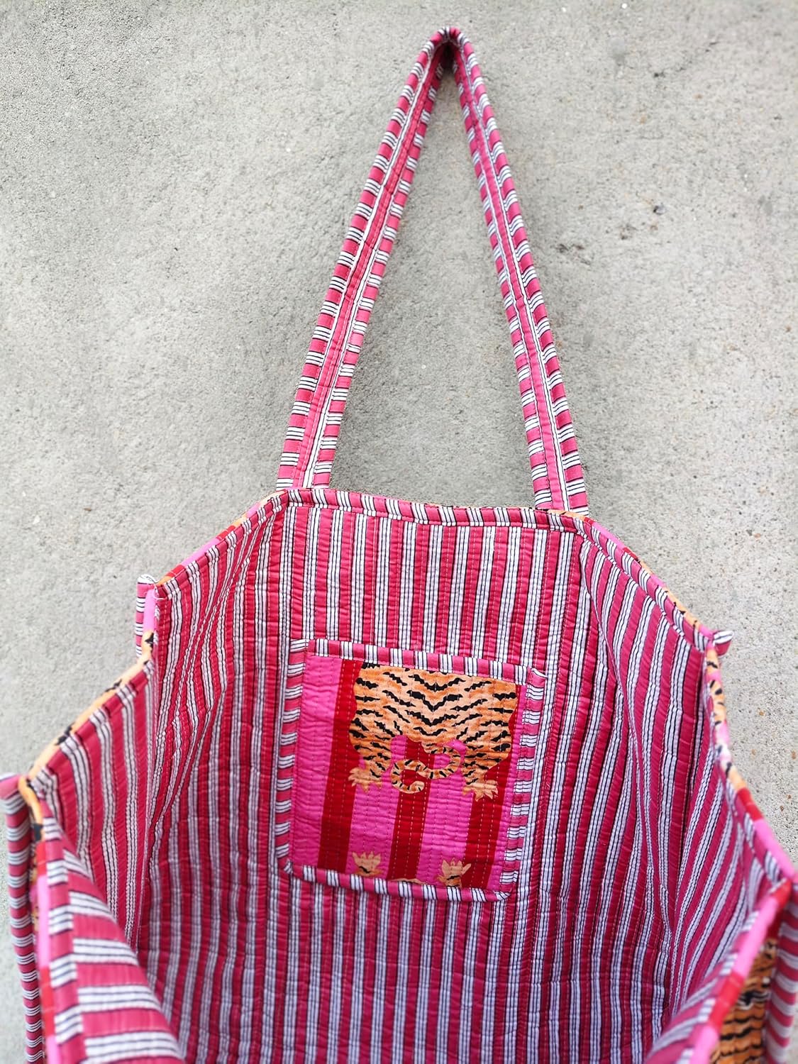 Quilted Tote Bag for Women, Lightweight Travel Bag Purse Cotton Shoulder Tote Bag For Beach Shopping Grocery
