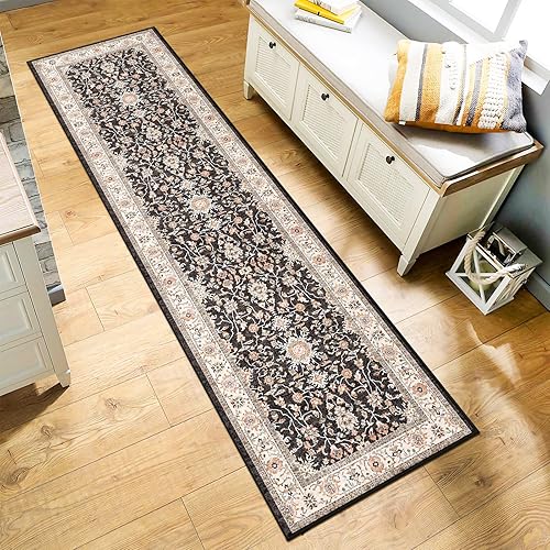 Miniatura 2 de Alfombra lavable de 2 x 7 pies, antideslizante, lavable, impermeable, para pasillo, cocina, sala de estar, dormitorio, baño (gris, 2 x 7)