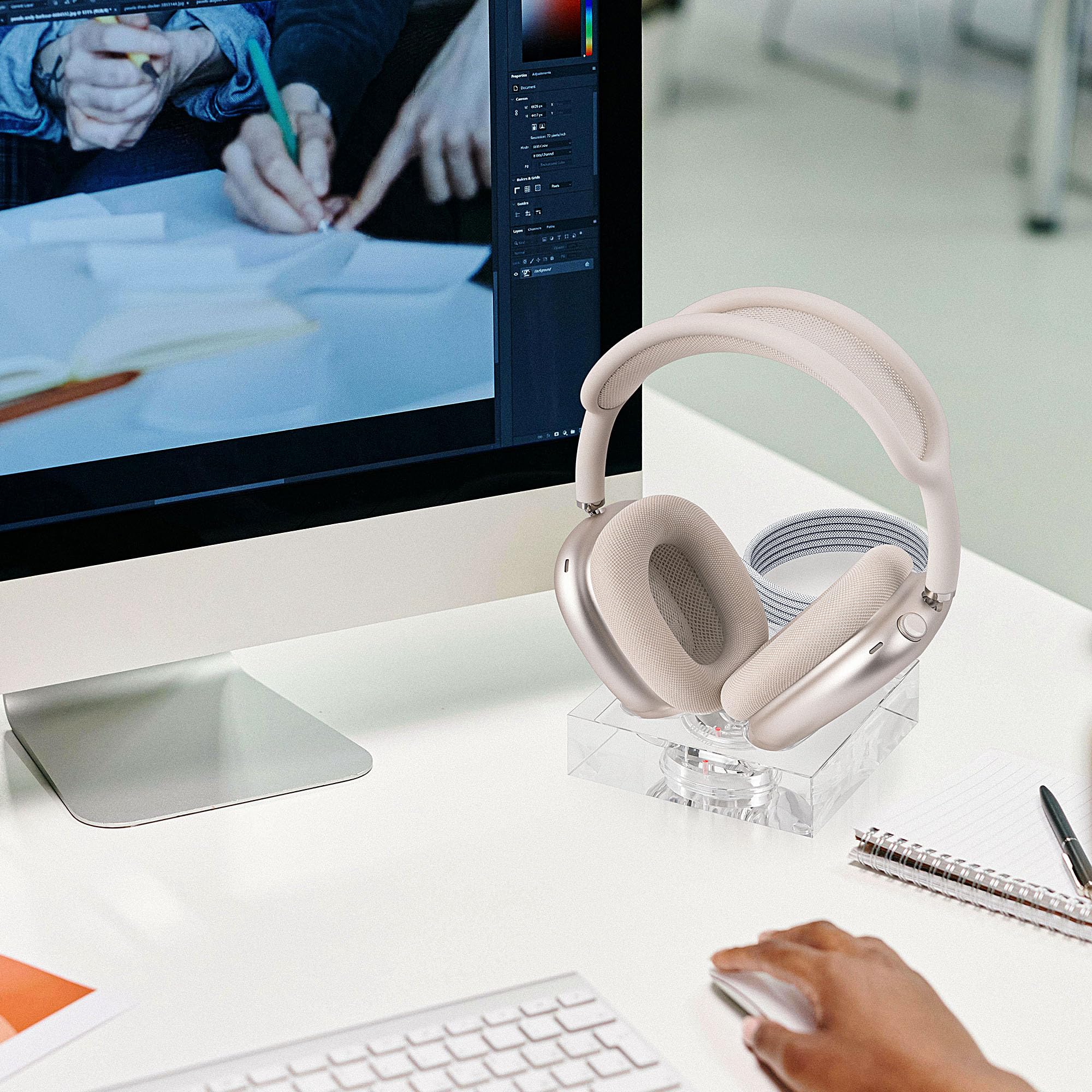 Geekria Supporto di ricarica per Apple AirPods Max/AirPods Max 2 (USB-C), dock di ricarica in acrilico, base con modalità risparmio energetico Sleep (trasparente)