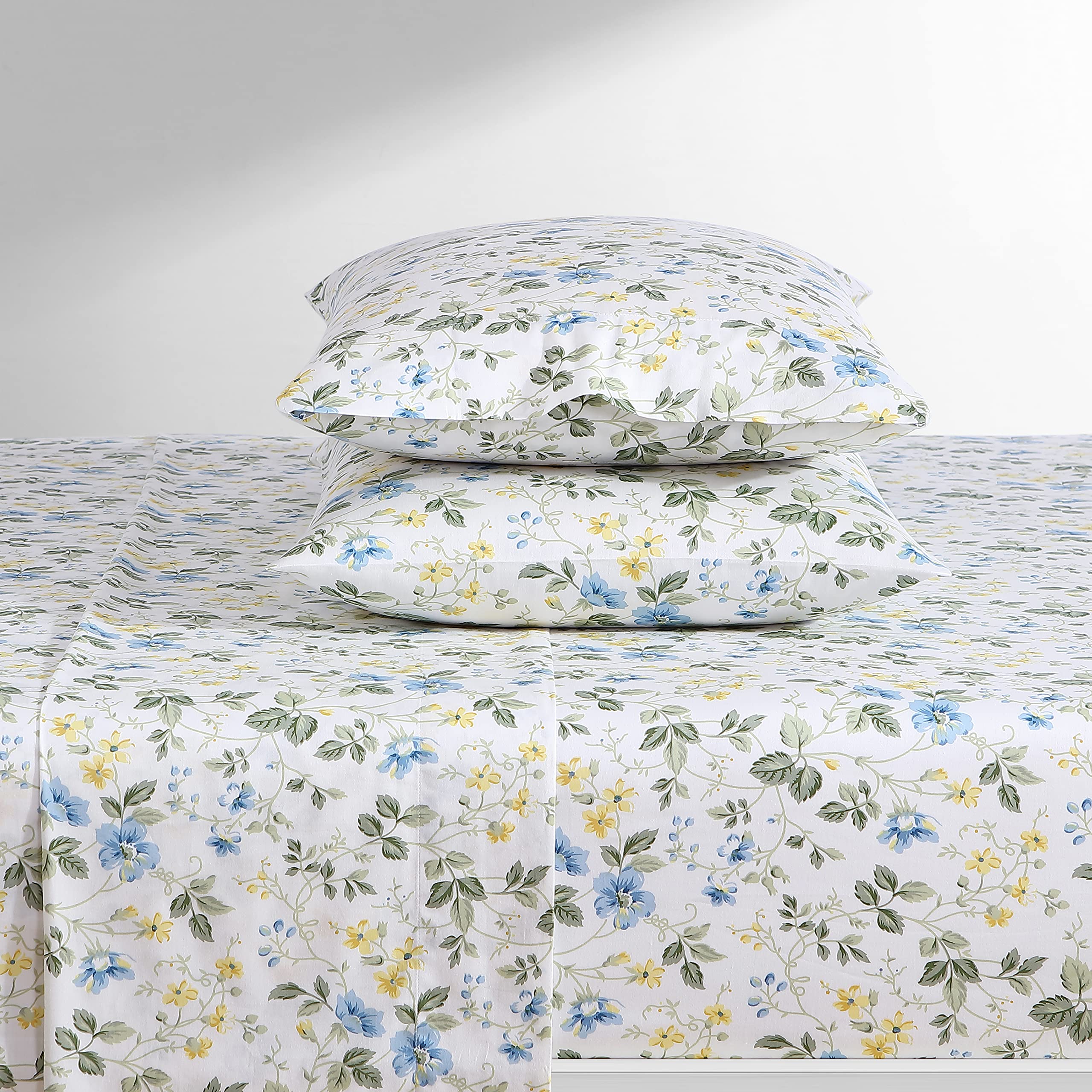Laura Ashley Kenna Collection Lussuoso Set Copripiumino Ultra Morbido, Comodo ed Elegante, Perfetto per Tutte Le Stagioni, Cotone, Fiordaliso, Queen