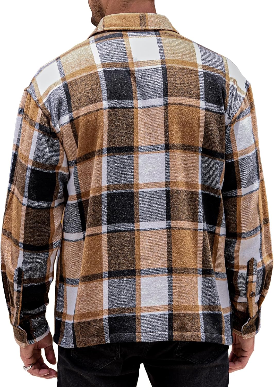 JEMLDL Mens Flannel Shirts Jackets Casual Shackets Button Down Long Sleeve Plaid Shirt Lightweight Jackets with Pockets - Image 6