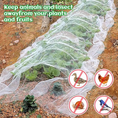 Miniatura 6 de Red de insectos, red de jardín para protección del jardín, mosquitera de malla fina para árbol de cigarras, invernadero (8 pies x 25 pies, blanco)