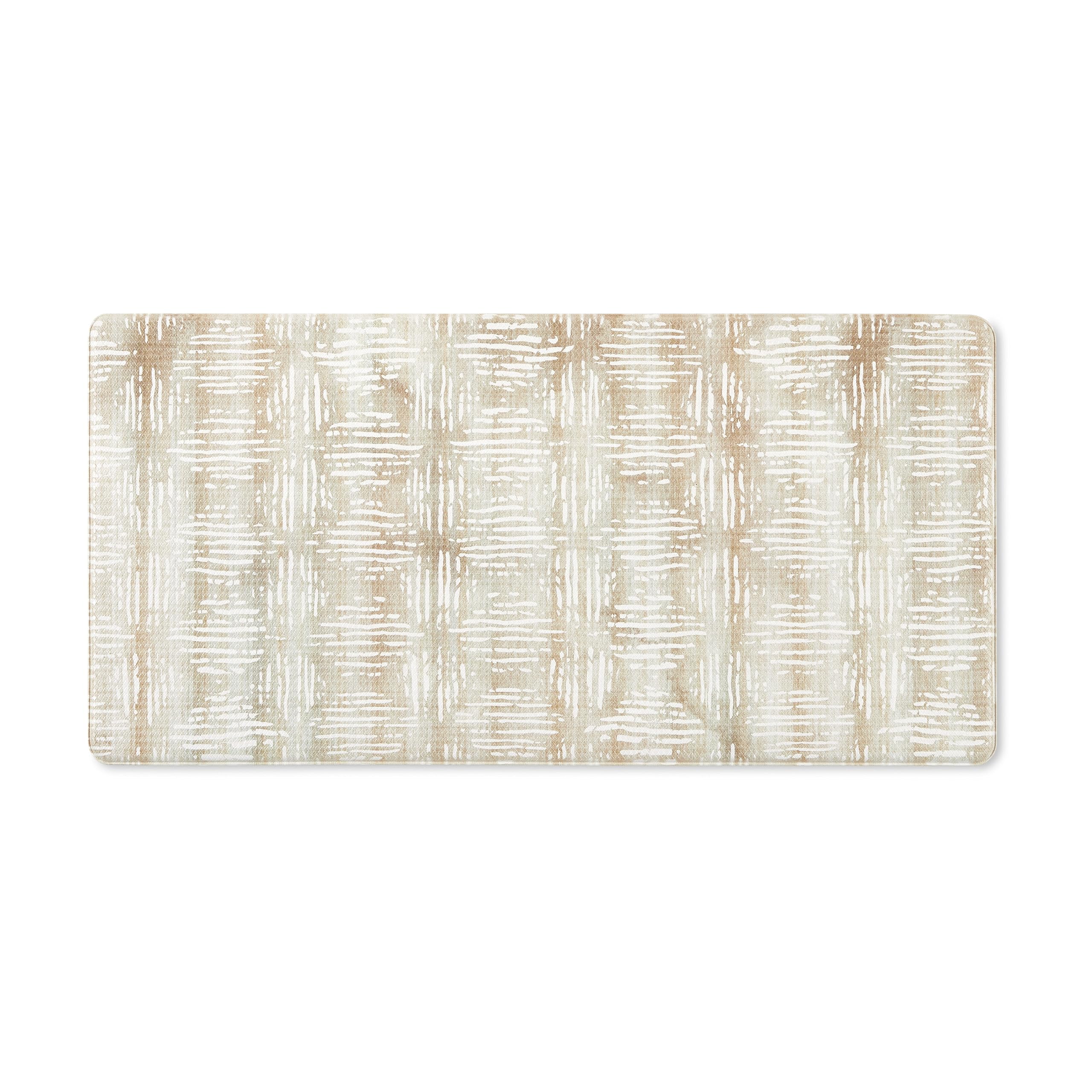 Comfort Plus Boho Geo Anti Fatigue Comfort Mat, Kitchen Mat, Standing Desk Mat, Dorm Room Rug, Non-Slip Backing, Beige, 18"x39"