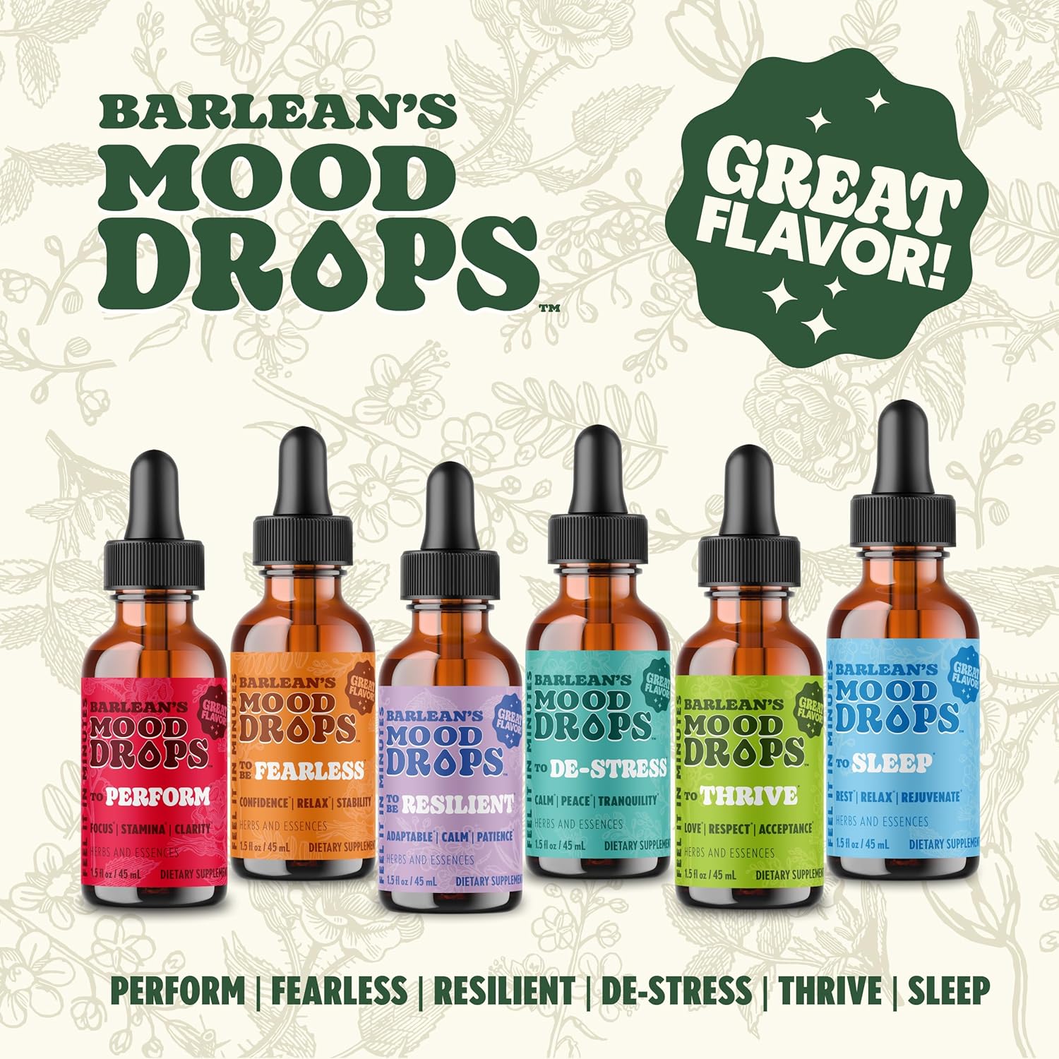 Barlean's Mood Booster Supplement, Sleep Liquid Drop Supplement for Men and Women, Magnesium and Melatonin, Adaptogen Herbs Drops, 1.5 oz