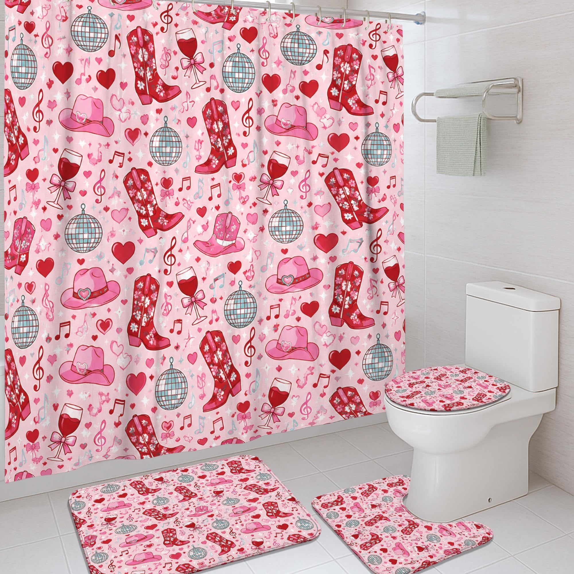 Rideaux de douche bottes de cowboy imperméables et lavables avec crochets de fixation robustes