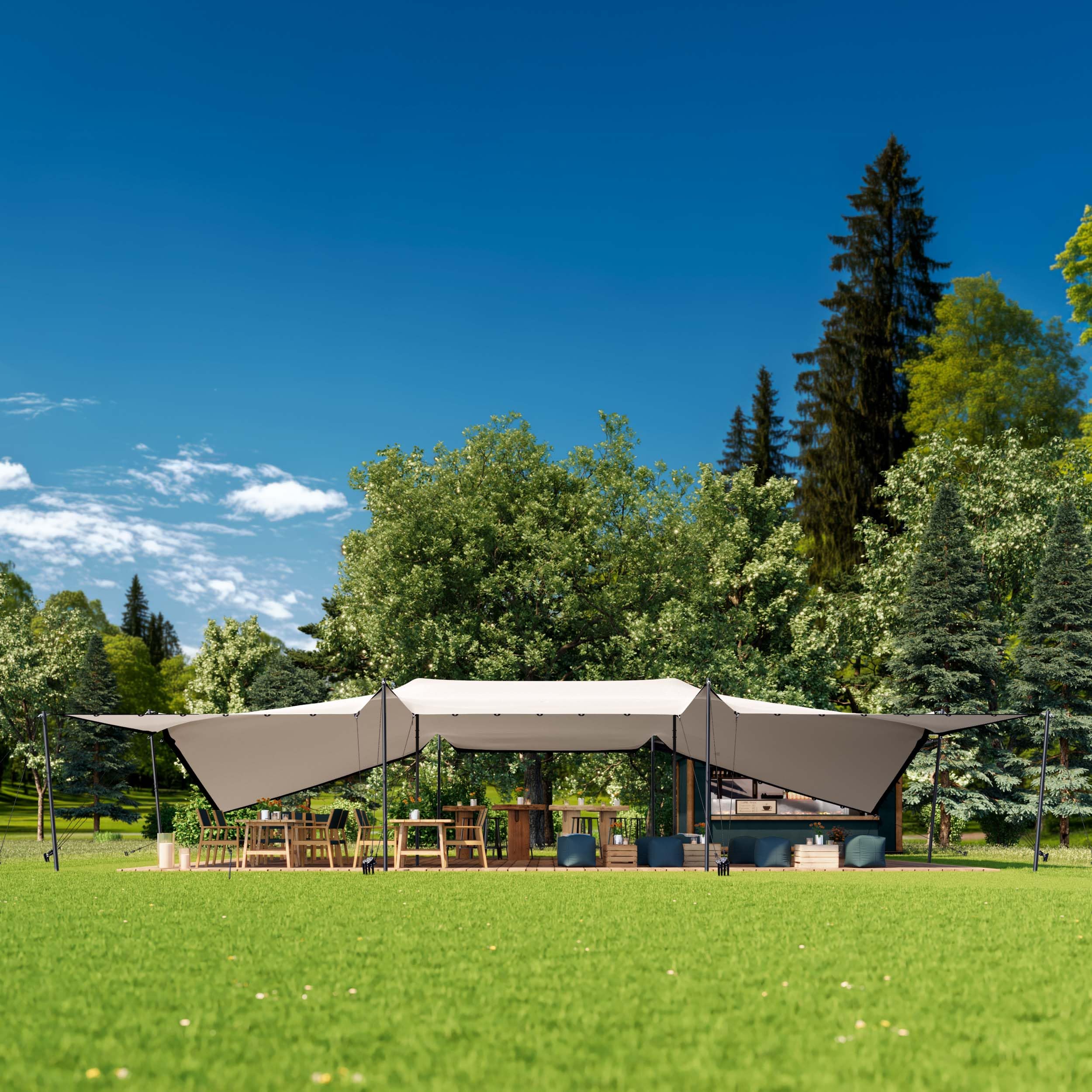 TOOLPORT Professional Stretchzelt 9x12m mit Aluminiumgestänge wasserdicht für Events und Outdoor Einsätze