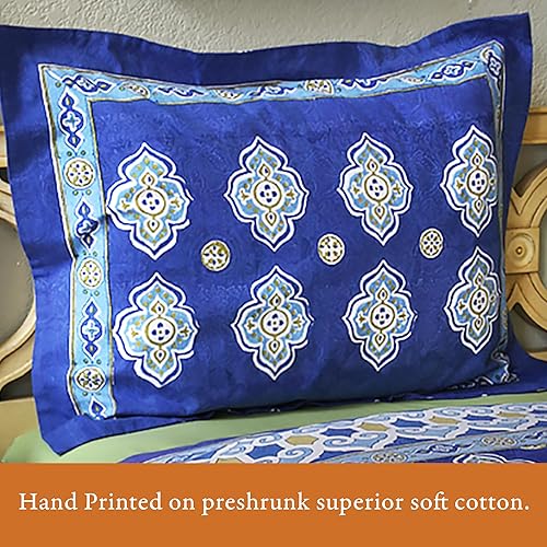 Miniatura 4 de Saffron Marigold Almohada geométrica Casablanca Blues - Azul, algodón de calidad, comercio justo, ropa de cama bohemio, estilo de cocina de granja,