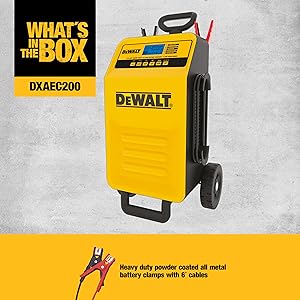 DeWalt DXAE200 Professional Rolling 40 Amp Battery Charger, 3 Amp Maintainer with 200 Amp Engine Start
