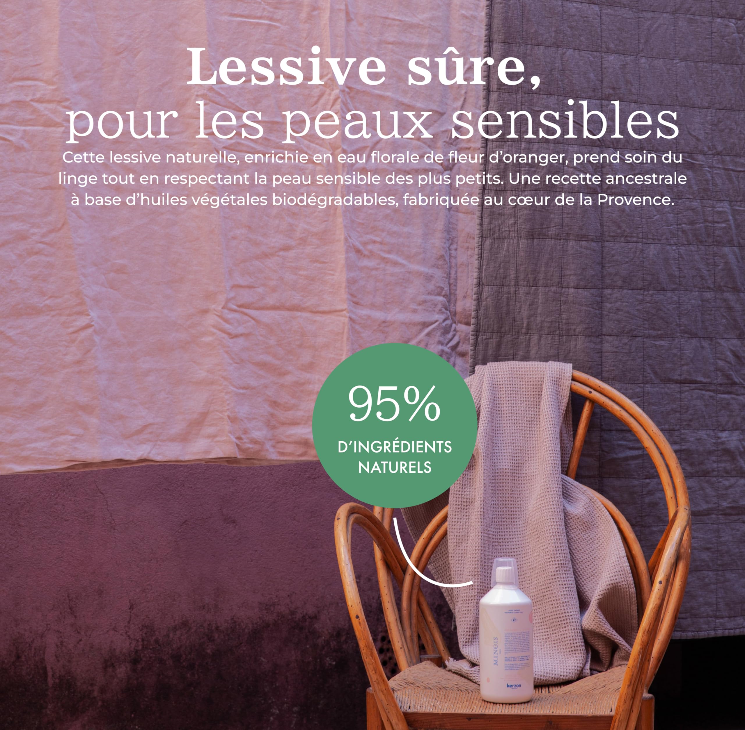 Minois Paris - Lessive Naturelle pour Bébé - Dès La Naissance – Respect des Peaux Sensibles – Senteur Fleur d’Oranger – Sans Huiles Essentielles & Sans Allergènes - 22 Lavages - Made in France
