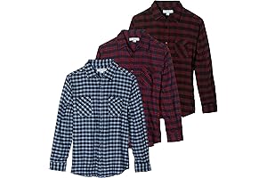 Men's Long-Sleeve Flannel Button Down Plaid Lumberjack Casual Shirt (3 Pack)