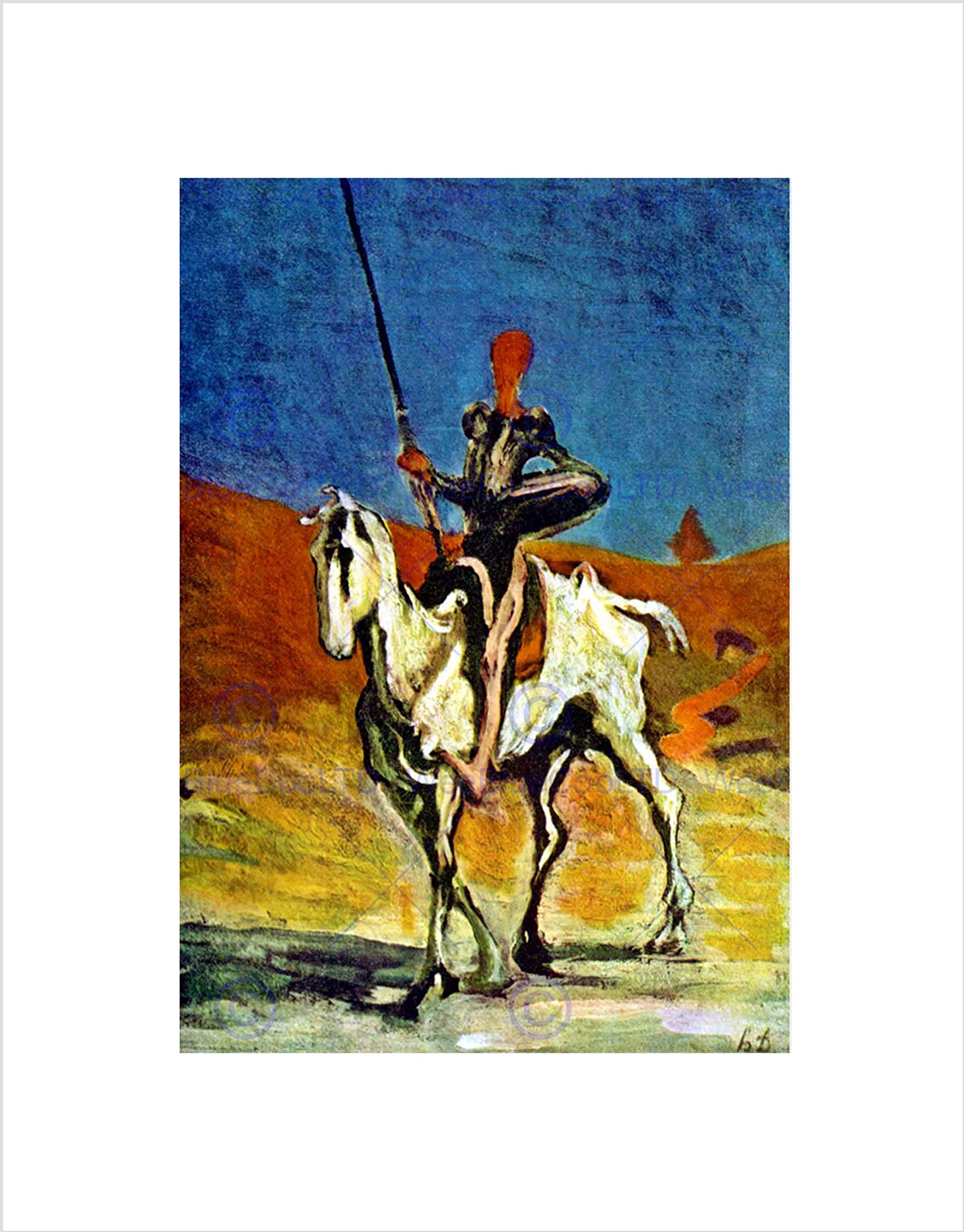 Wee Blue Coo PAINTING PORTRAIT FIGURE HORSE DAUMIER DON QUIXOTE FRAMED ART PRINT B12X3994