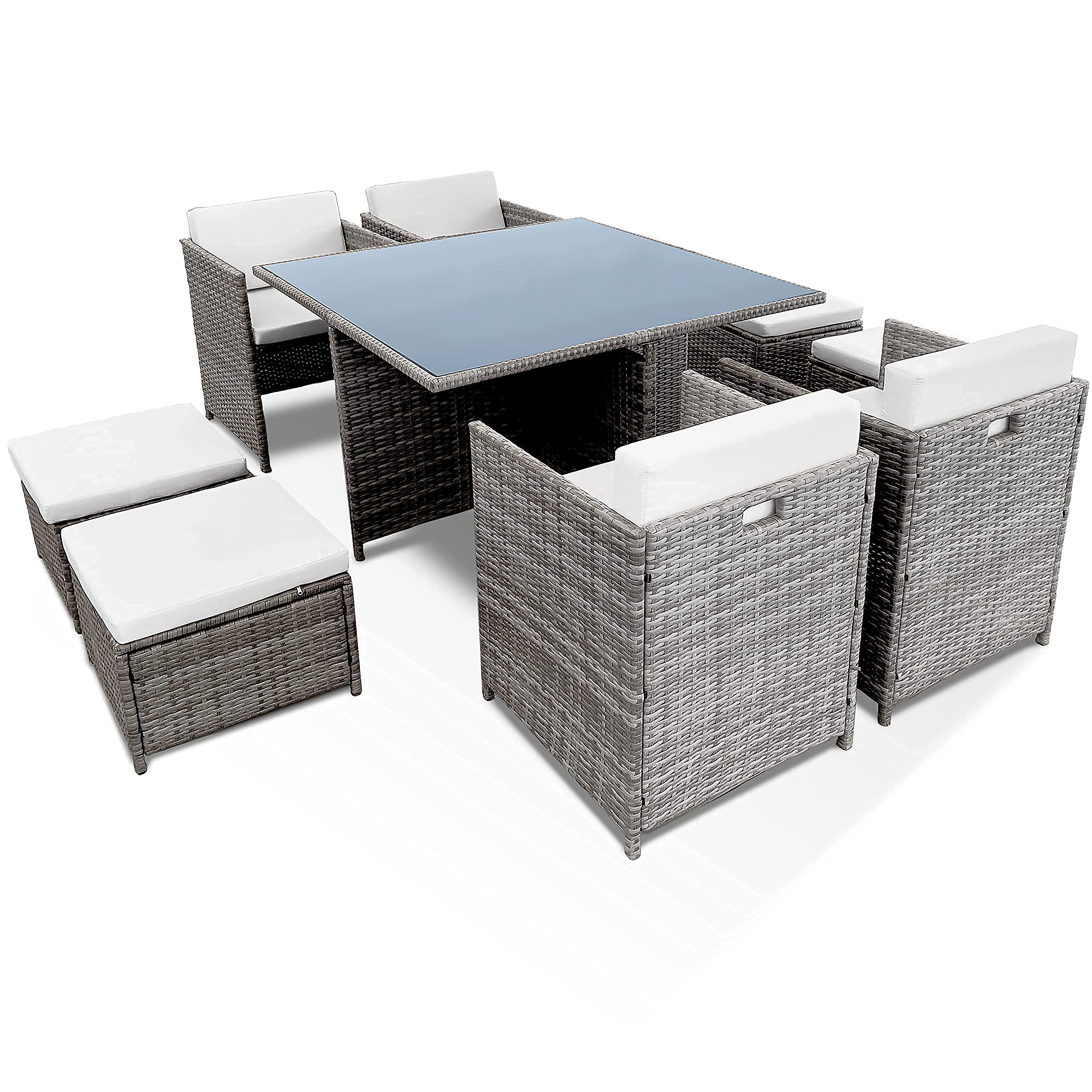 KEPLIN 9pc Rattan Garden Furniture Set Outdoor Lounger Sofa, Chairs