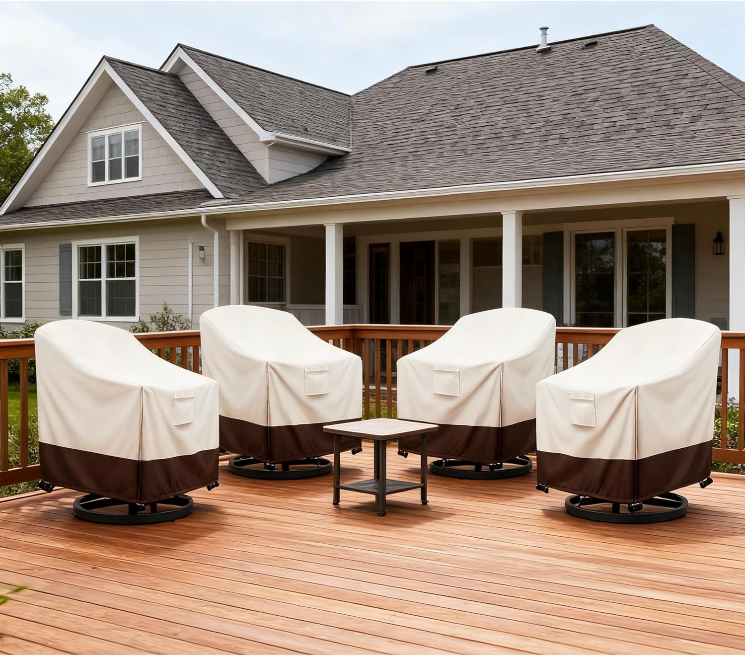 Patio Chair Covers Waterproof Swivel Outdoor Chair Cover, 30W x 34D x 36H Inches Patio Furniture Covers 4 Pack (Beige)