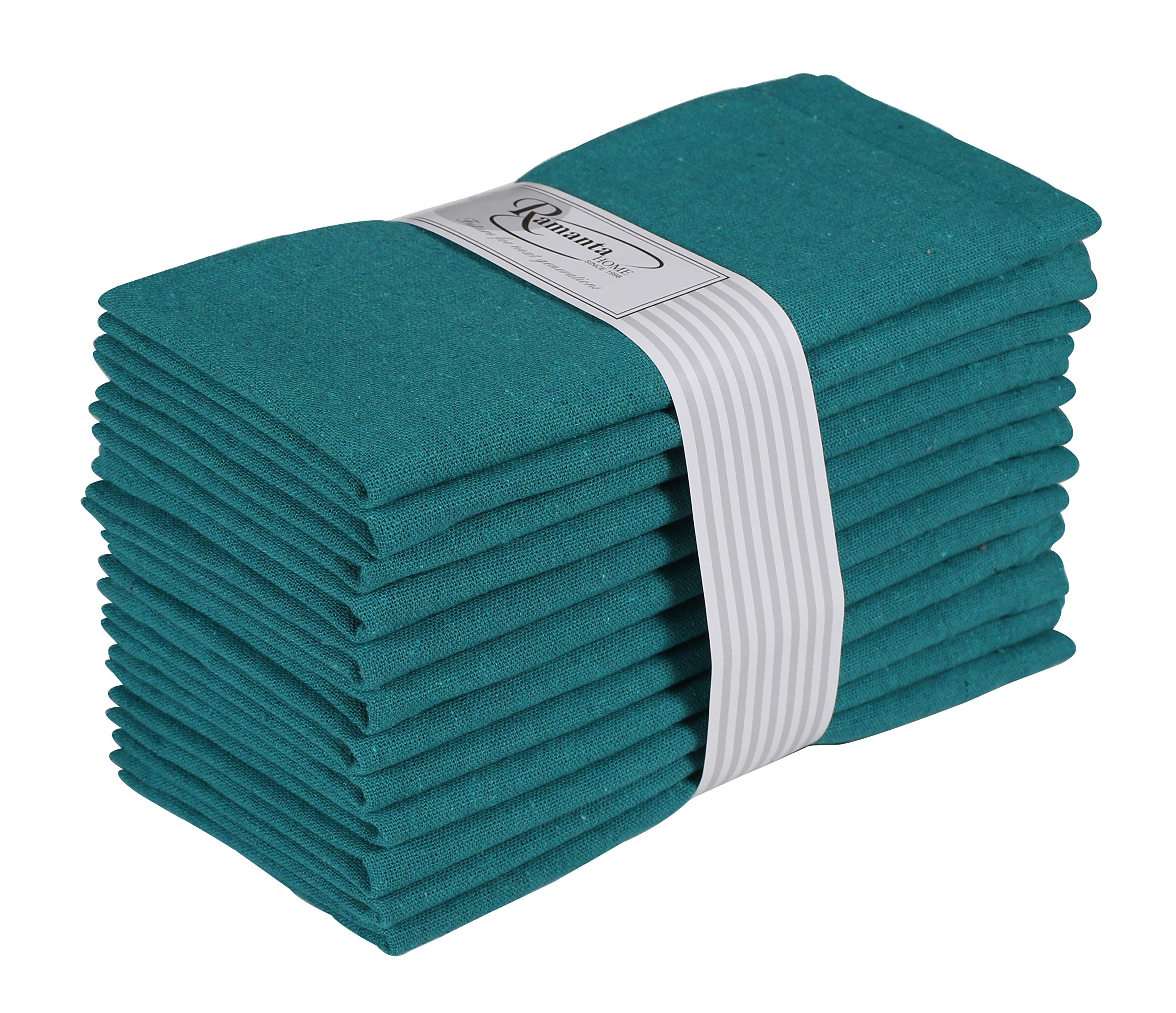 12-Pack 100% Cotton Dinner Napkins 18 by 18-Inch Soft Absorbent Comfortable - Ideal for Events and Regular Use |Teal