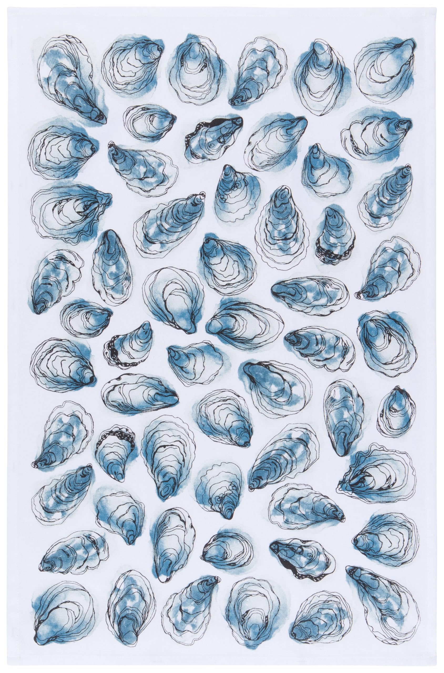 Now Designs by Danica Kitchen Towel Oysters Printed Cotton Dish Towel, Gray, 18 x 28in