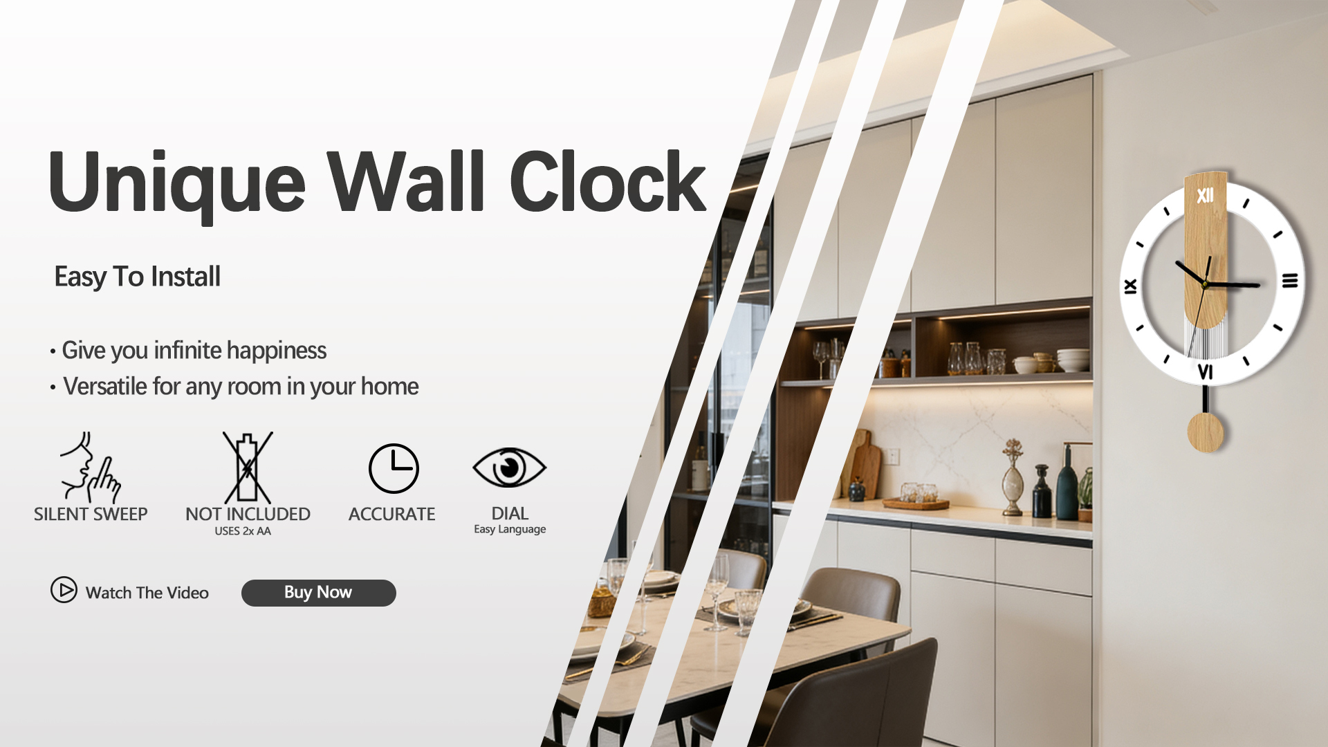 Reloj de Pared Analógico con Péndulo y Cuarzo Silencioso miniatura 7