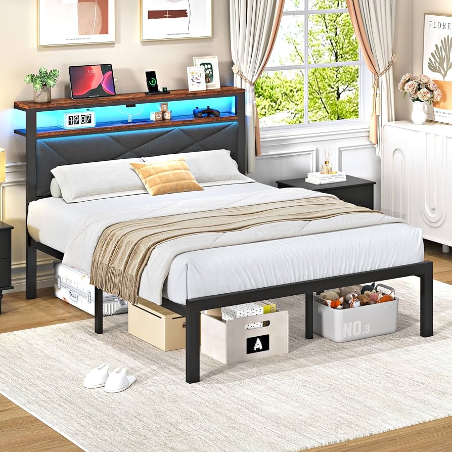 Amazon.com: ChicZhiNest Full Size Bed Frame with LED