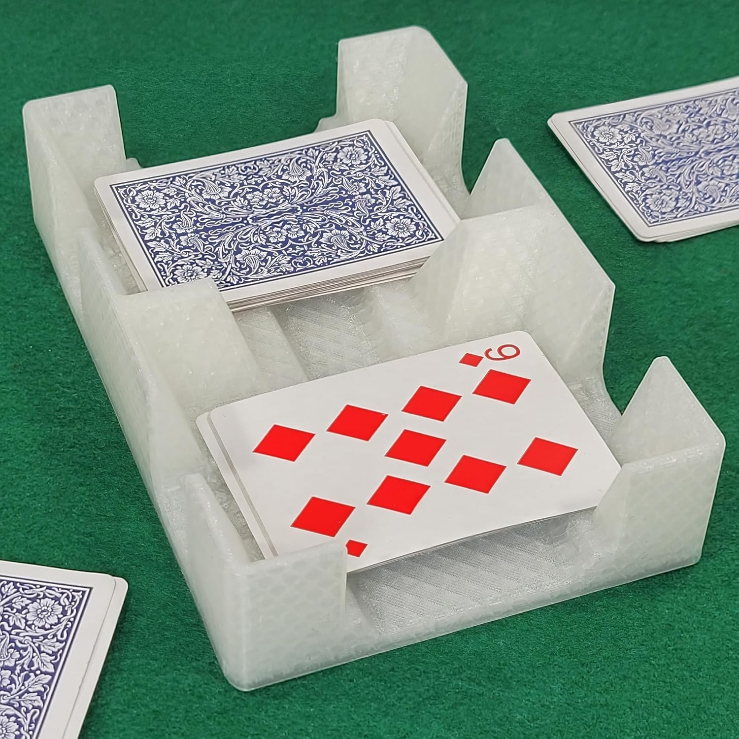 Deluxe Playing Card Tray, Non-Swivel, for Card Games Using 1-2 Decks of Cards Like American Canasta, Rummy, UNO and More - Made in USA (Crystal)