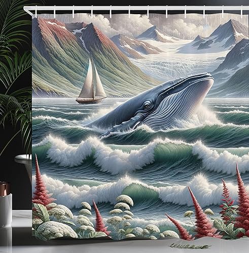 Miniatura 24 de Cortina de regadera de mundo marino, peces, estrellas de mar, formato arte moderno, decoraciones temáticas para niños para baño del hogar, Marrón
