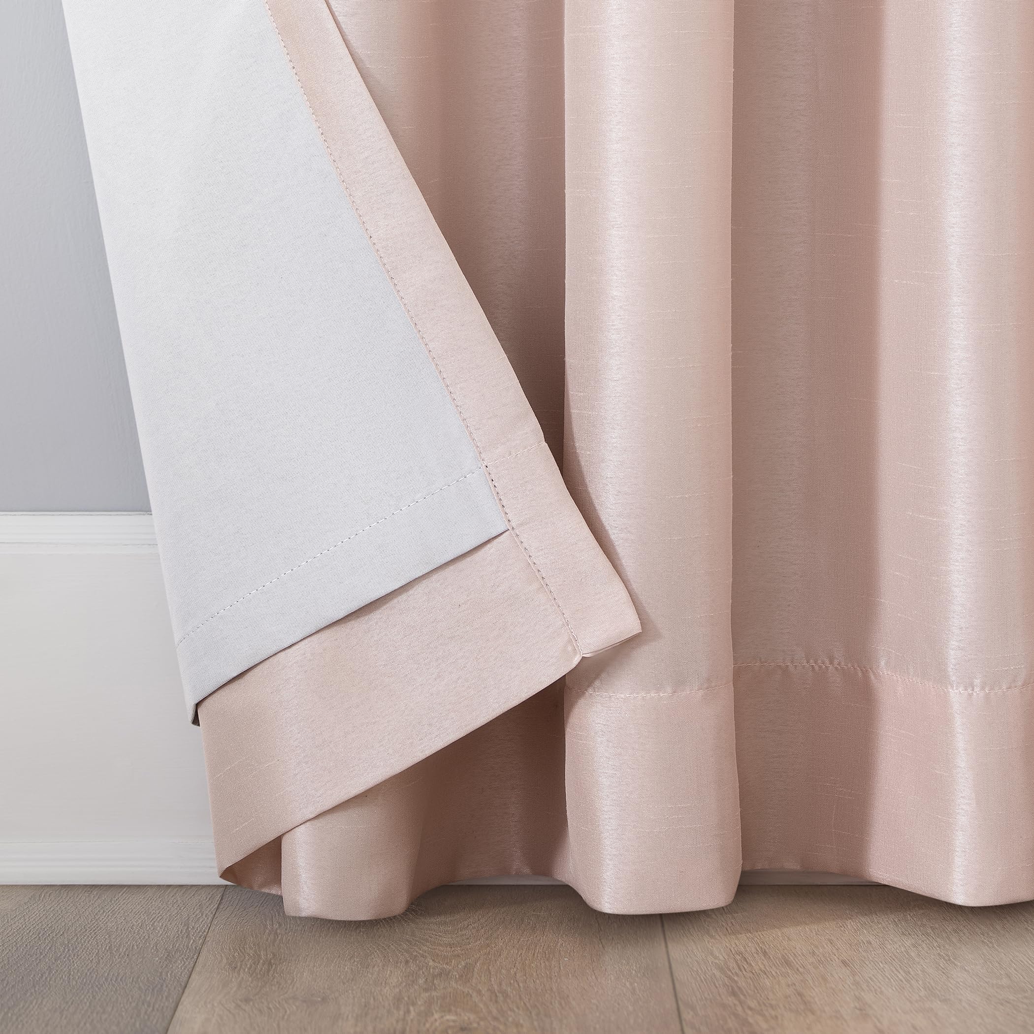 Sun Zero Greyson Panneau de Rideau Thermique en Soie synthétique Dupioni avec Pattes arrière, 127 x 213,4 cm, Rose pâle