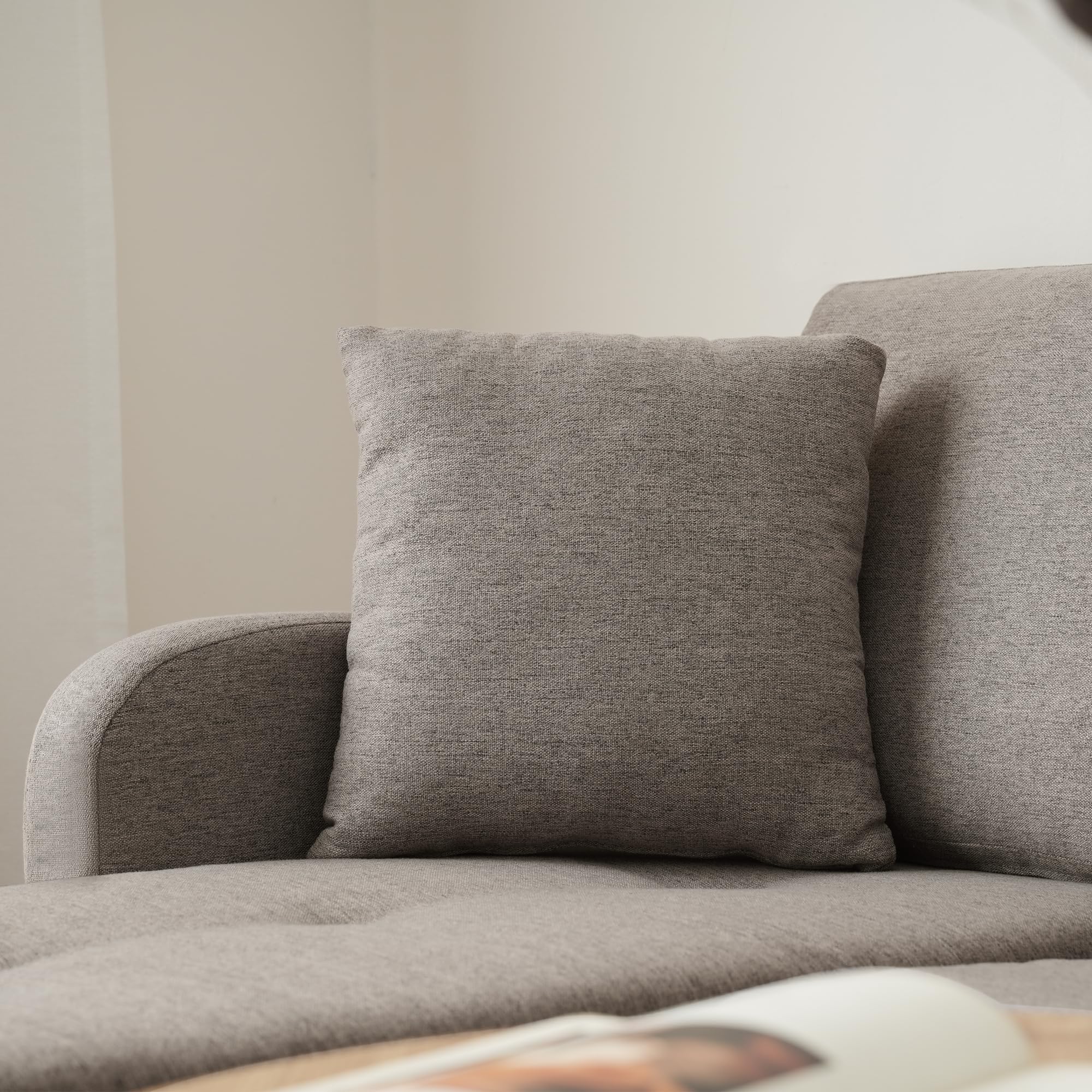 SUKY Sofá esquinero en forma de L con chaise longue, 166 x 118 x 77 cm, sofá de 3 plazas, tela de lino de algodón transpirable, patas de plástico, diseño modular, ideal para sala de estar (gris oscuro