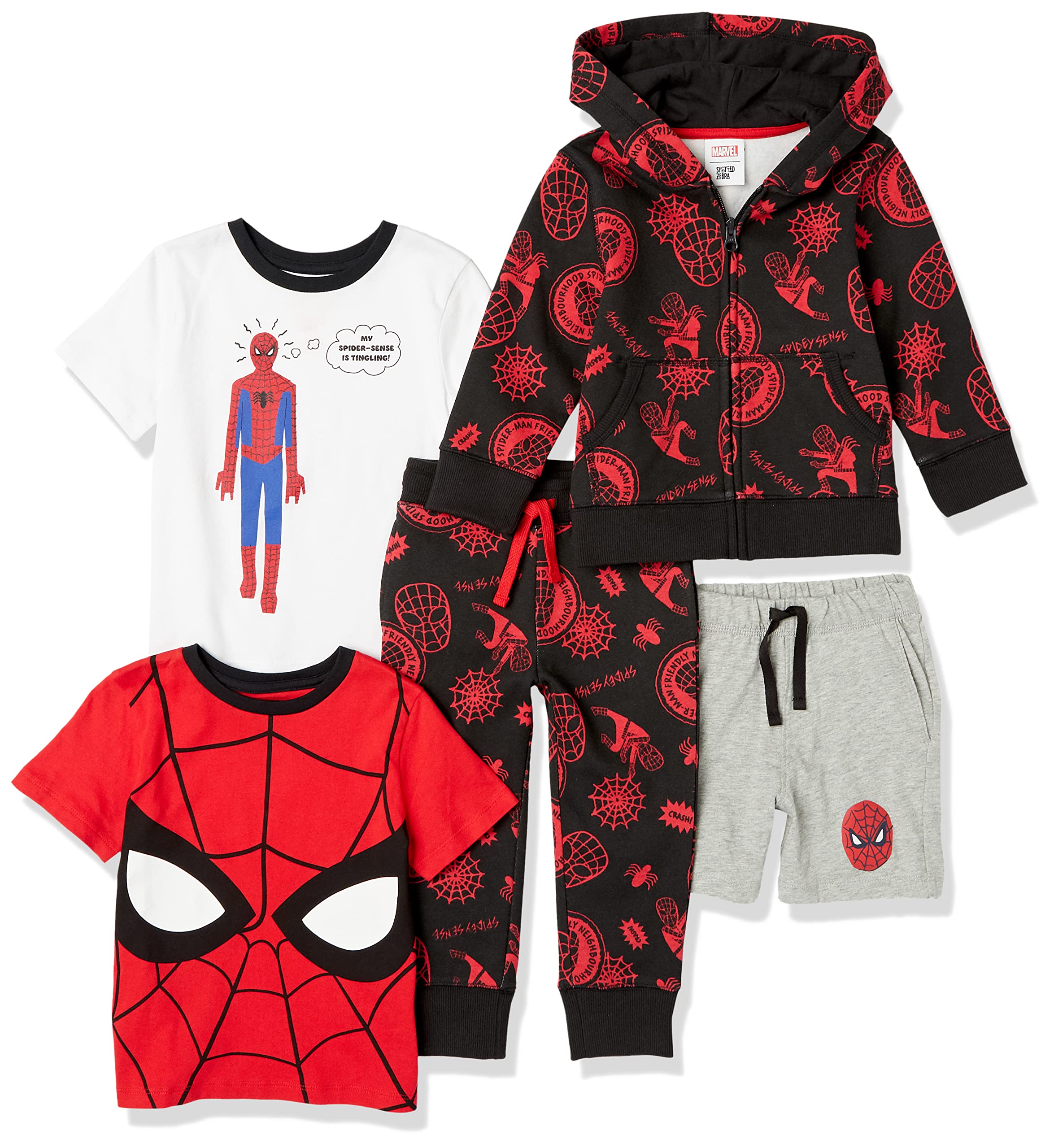 Amazon Essentials Disney | Marvel | Star Wars Completi (in precedenza Spotted Zebra) Bambini e Ragazzi, Pacco da 5