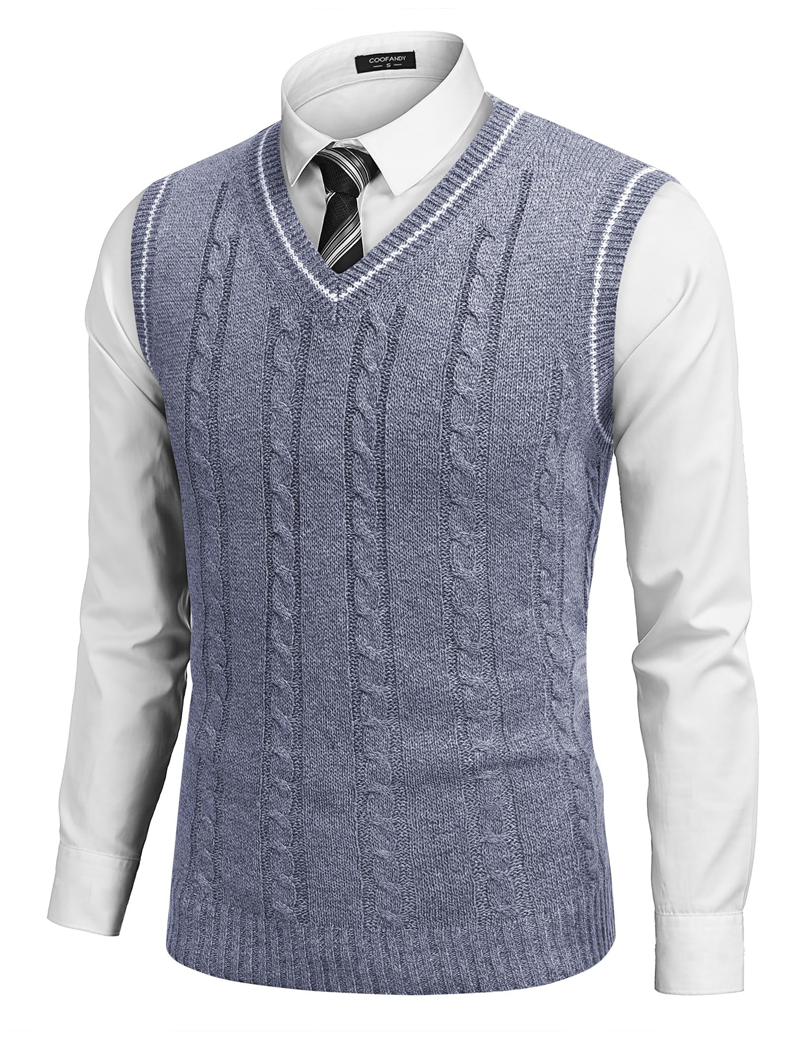 Men's Sweater Vest V Neck Slim Fit Casual Sleeveless Twisted Knitted Pullover Sweater-image-28