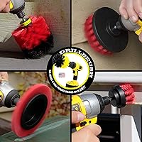 Vista 2 de Juego de cepillos de cerdas de nailon rígido rojo para limpieza al aire libre, herramienta versátil para grietas para garaje, cubierta