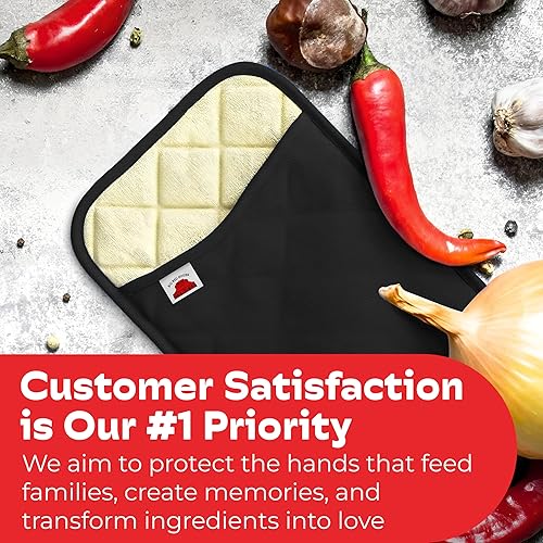Miniatura 9 de Big Red House - Juego de 2 soportes de silicona para ollas - Juego de 2 negros - 10 x 3 - Resistente al calor hasta 536 F  280 C protectores de