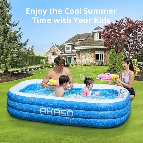 Miniatura 4 de AKASO Piscina inflable 945 x 56 x 22 pulgadas piscina inflable para niños piscina familiar para niños y adultos niños pequeños al aire libre jardín