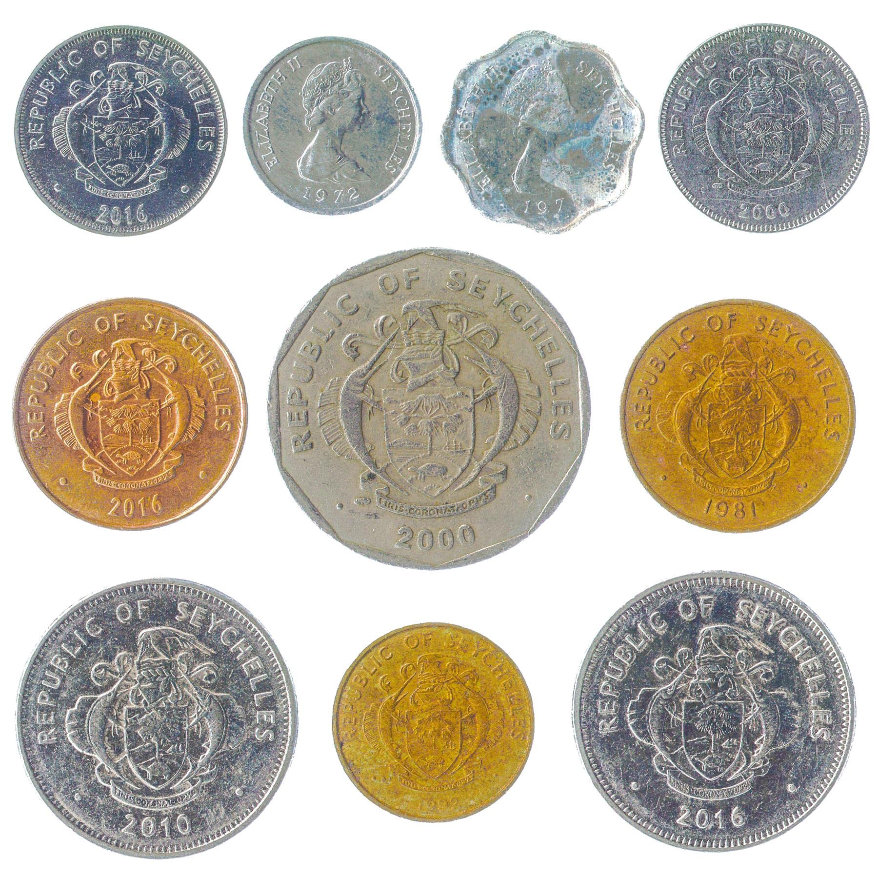 10 SEYCHELLES COINS 5 CENT, 10 RUPEES. OLD COINS COLLECTION FROM EAST AFRICA - Image 2