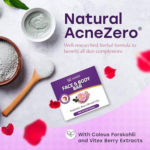 Miniatura 4 de Massey's CF - Jabón probiótico 100% natural, jabón corporal de limón y lavanda, lavado facial para piel sensible con limpiador de piel AcneZero