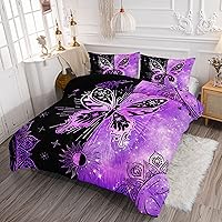 Vista 53 de Black Blue Butterfly Comforter Set for Girls Women,Boho Butterfly Sun and Moon Mandala Printed Bedding Set with 2 Pillowcases(Black Blue Twin)