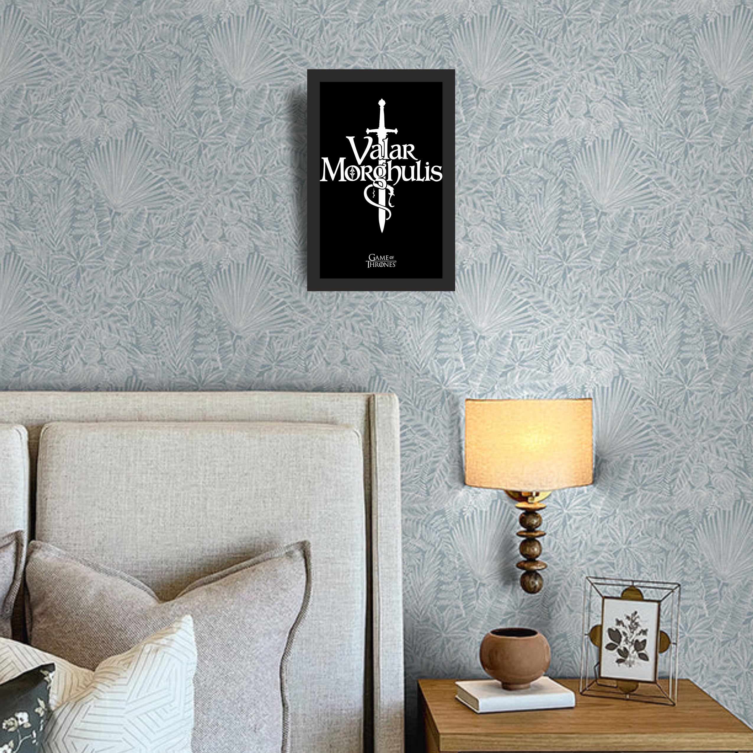 Valar Morghulis Sword Quote Wall Art Photo Frame A4 Black