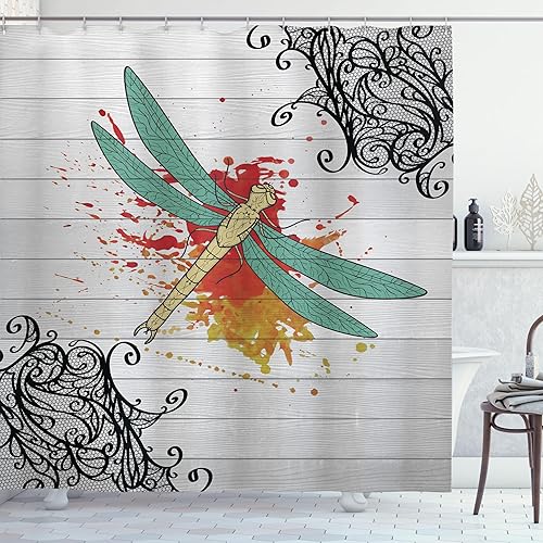 Miniatura 87 de ambesonne Decor Collection tela de poliéster cortina de ducha de baño Gris Verde,Verde coco.,Fucsia Beige,Rosa y blanco,Ámbar Bronceado Gris,Manzana