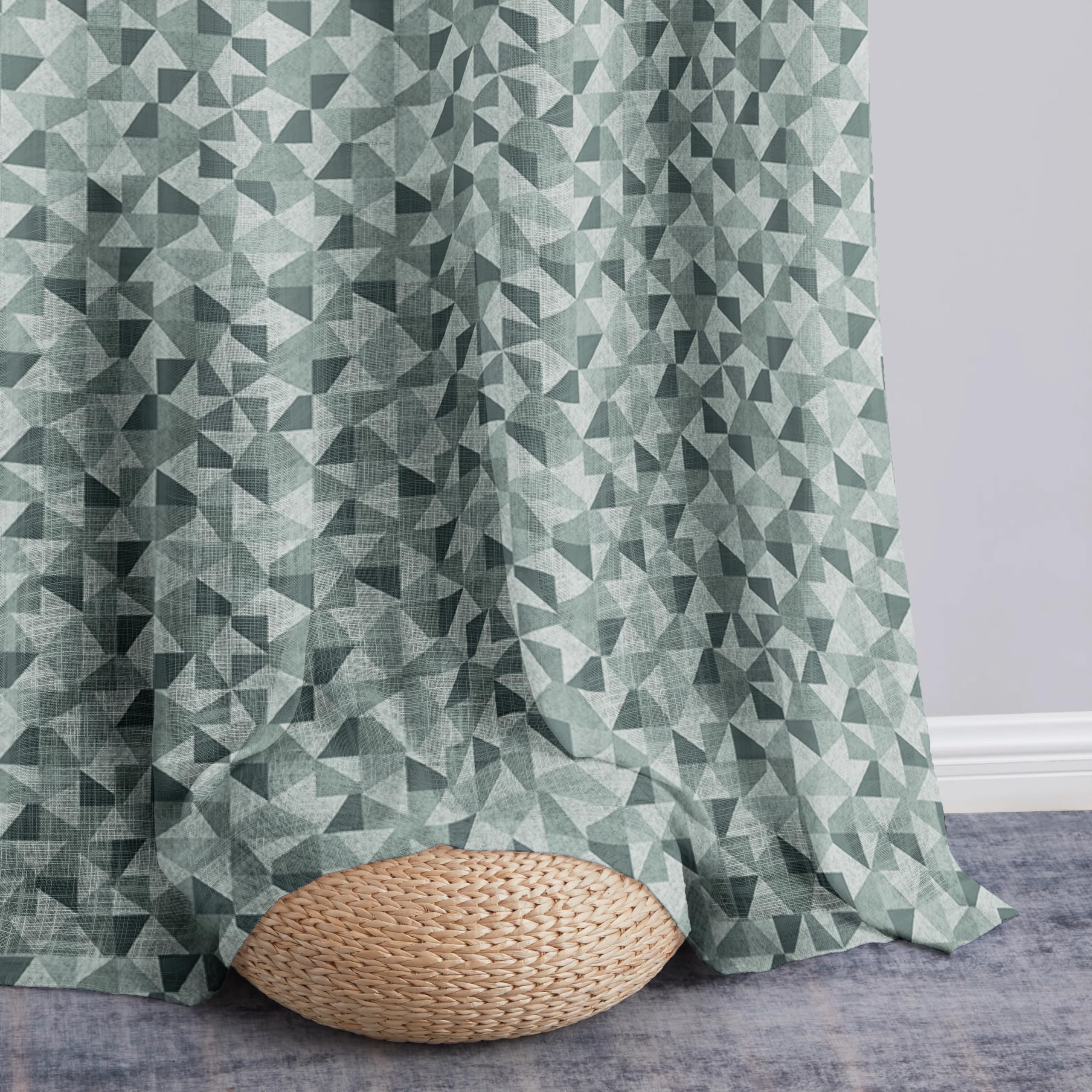 Story@Home Long Door Curtains 9 Feet Long Set of 2 | Geometric Print | Semi Transparent Curtain | Net Curtains | Sheer Curtain for Living Room | (118 x 275 cm, Grey) | Perfect for Home Decor