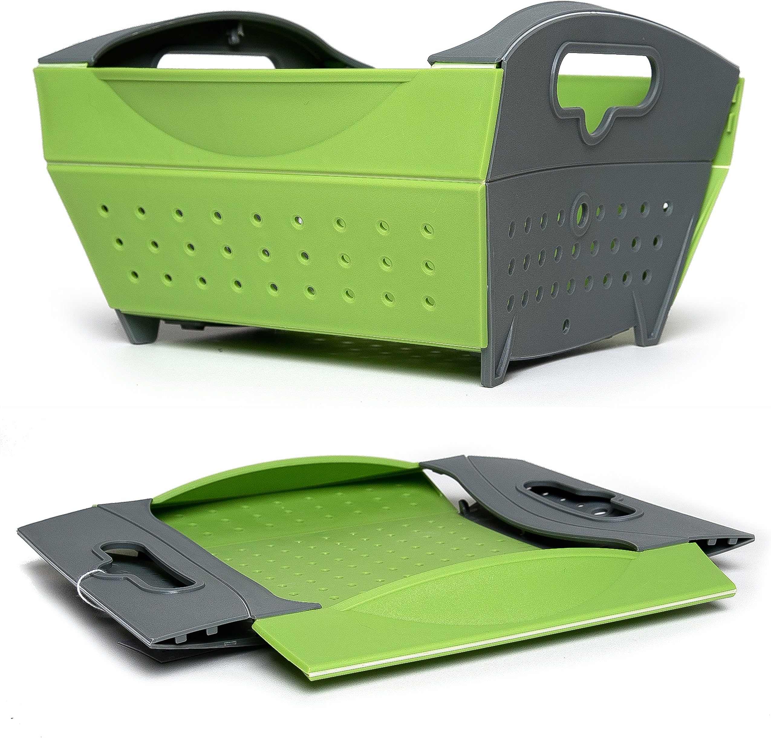 Smart Collapsible Folding Colander - Straining Washing Basket Folds Flat - Easy Storage Design