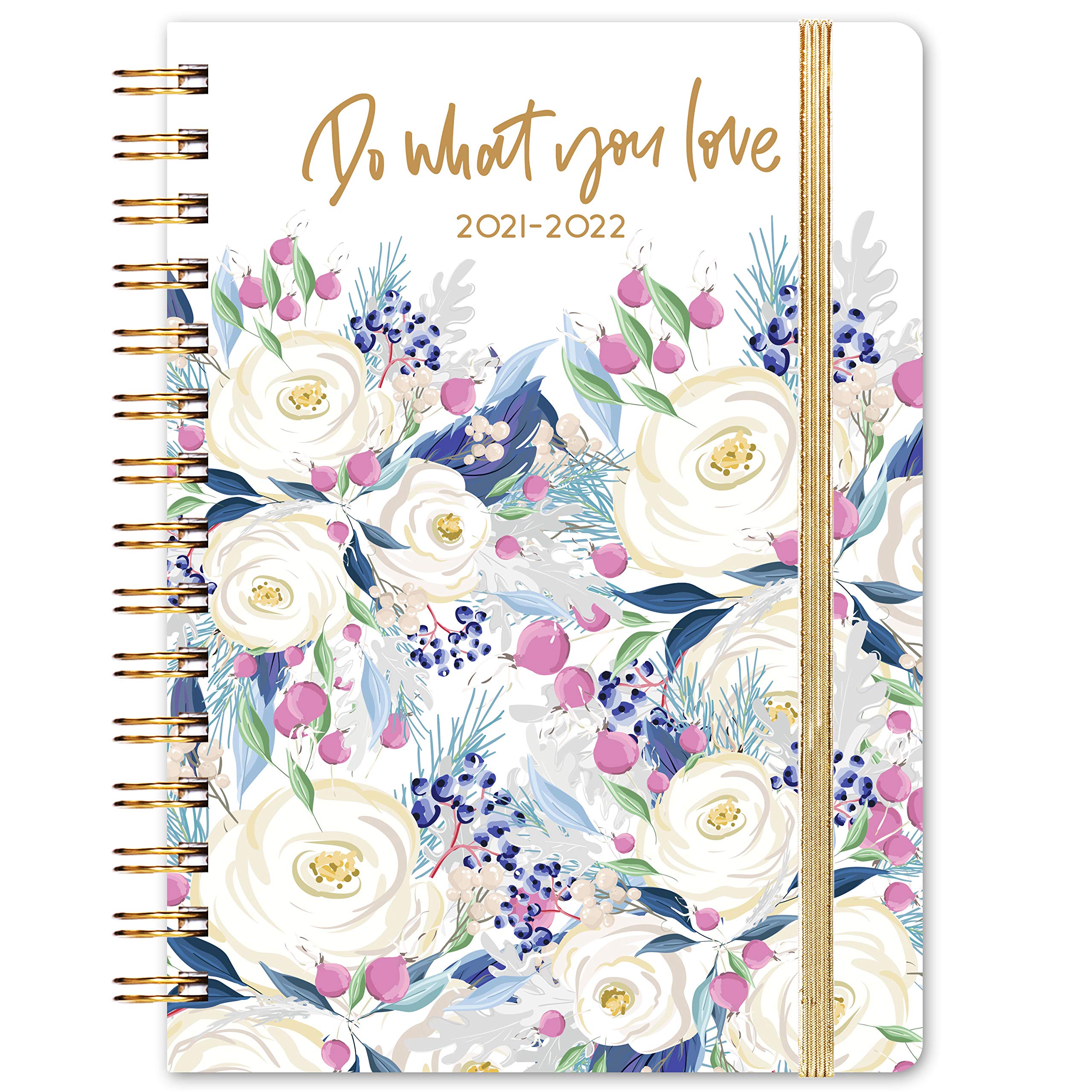 2022 Planner - Weekly & Monthly Planner with Tabs, January 2022 - December 2022, 6.3" x 8.4", Hardcover with Thick Paper + Back Pocket + Banded, Twin-Wire Binding - Purple Floral