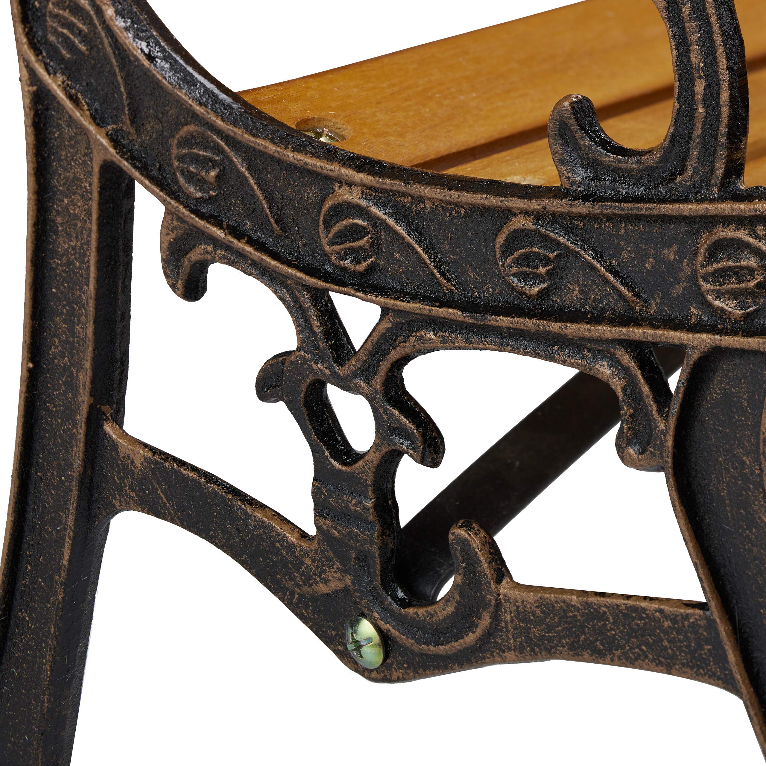 Relaxdays Banc Jardin Enfants, Motifs Animaux Afrique, capacité de 50 kg, Bois et Fonte, HLP : 51 x 83 x 37 cm, Nature