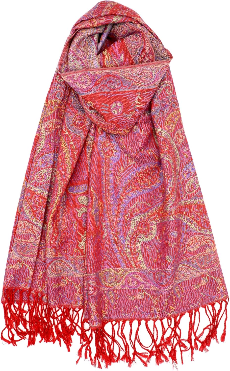 Achillea Soft Silky Reversible Paisley Pashmina Shawl Wrap Scarf w/Fringes Achillea Soft Silky Reversible Paisley Pashmina Shawl Wrap Scarf w/Fringes