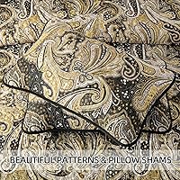 Vista 57 de DJY Juego de edredón de cachemira marrón, tamaño Queen, juego de colcha bohemia de 3 piezas, ropa de cama de microfibra suave y ligera con estampado