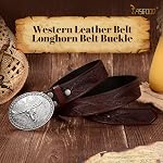 JASGOOD Western Ceinture de cowboy en cuir pour hommes femmes Longhorn Buckle Ceintre de cockgirl Floral gravé Vintage Ceintures unisexe pour Jeans