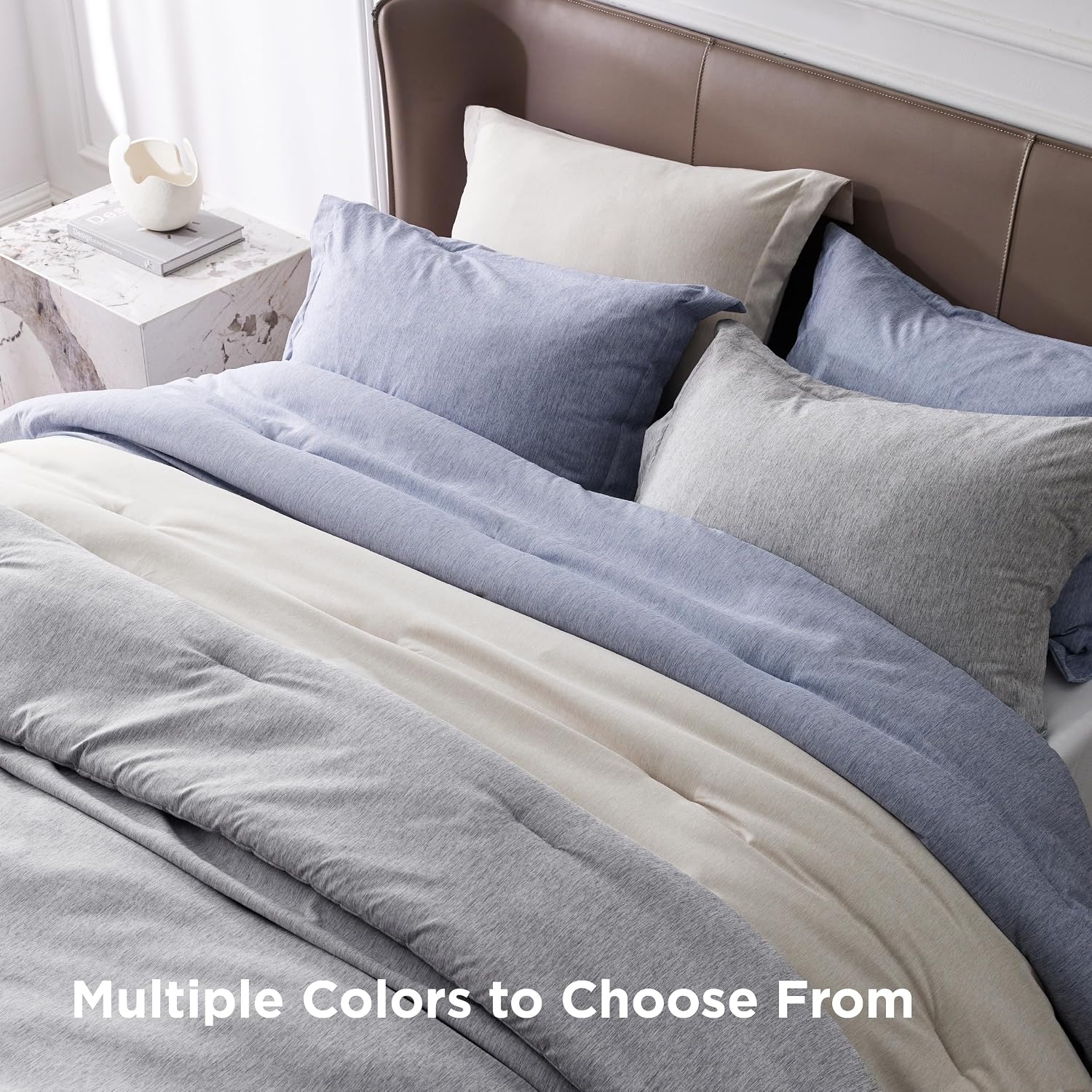 Bedsure Queen Comforter Set - Navy Blue Soft Bedding for All Seasons, Cationic Dyed Bed Set, 3 Pieces, 1 Queen Size Comforter (90"x90") and 2 Pillow Shams (20"x26"+2") thumbnail