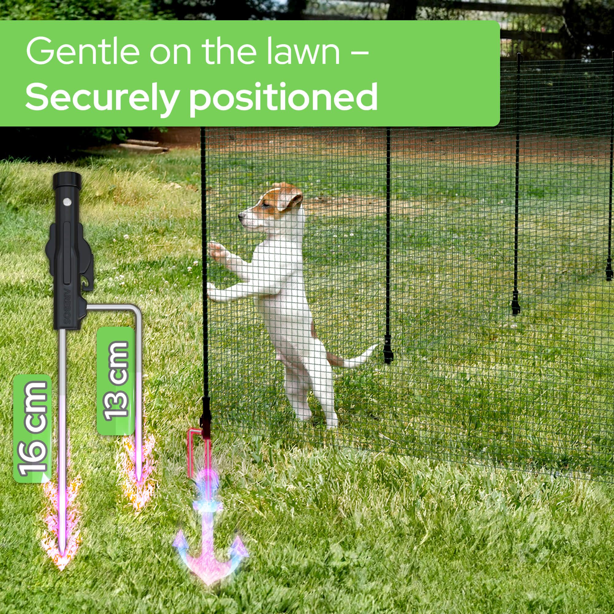 Arebos Recinzione da giardino mobile 20 m | Rete di recinzione flessibile alta 90 cm con 12 pali | Per cani, polli e piccoli animali | Resistente alle intemperie