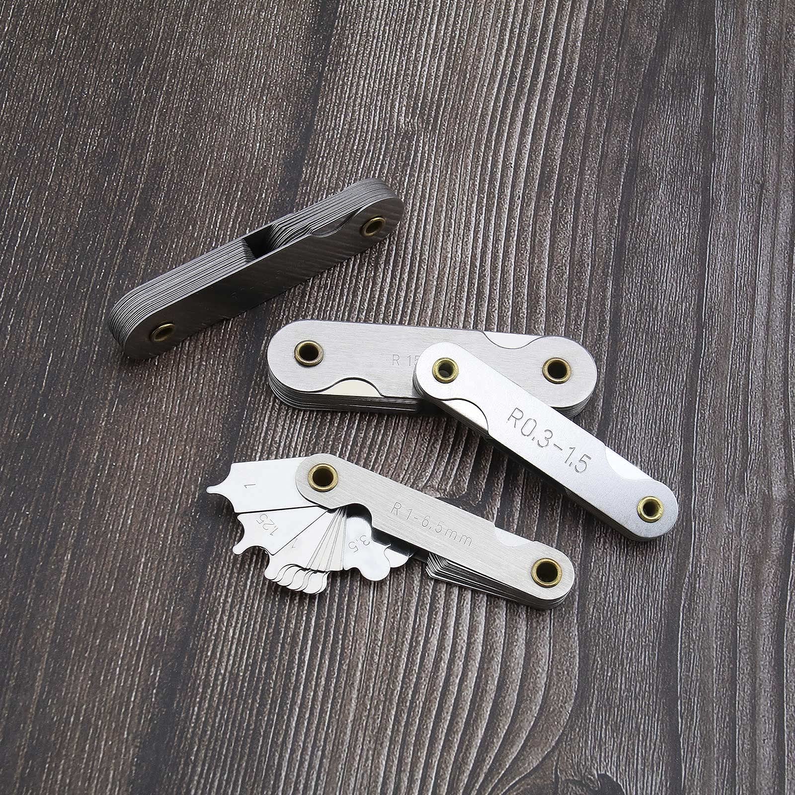 4pcs Jauge de Filet Rayon en Acier Inoxydable R0.3-1.5/R1-6.5/R7-14.5/R15-25 pour Contrôle Fabricants d'outils et Matrices