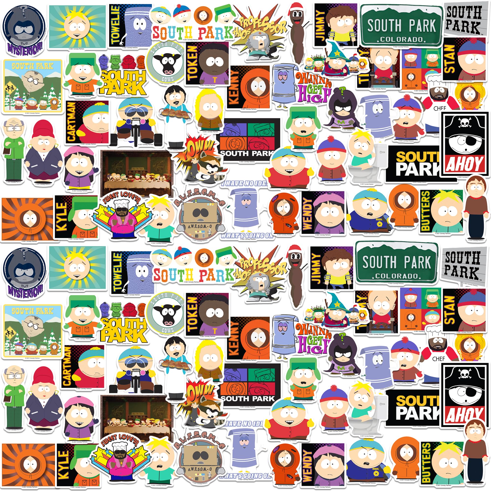 South Park 200ct Vinyl Large Deluxe Stickers Variety Pack - Laptop, Water Bottle, Scrapbooking, Tablet, Skateboard, Indoor/Outdoor